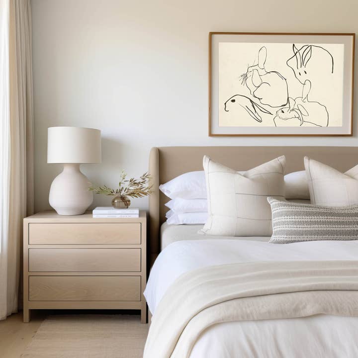 AMY WARR ART - Wholesale Art Print - Vintage Art Print - Rabbits Ink Drawing - 'Rabbit Time'