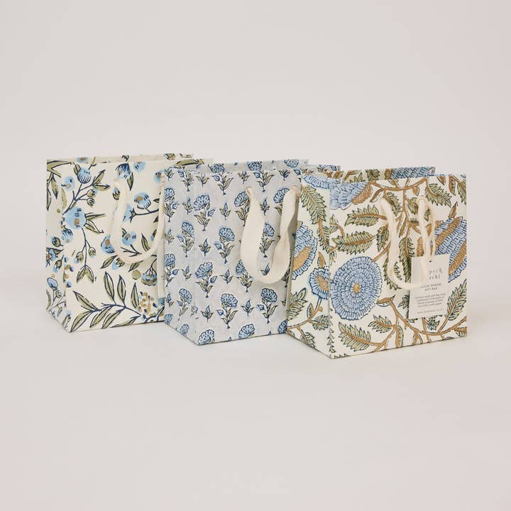 Handblocktryckta presentpåsar (små) - Blue Stone Refresh för wholesale av Paper Mirchi