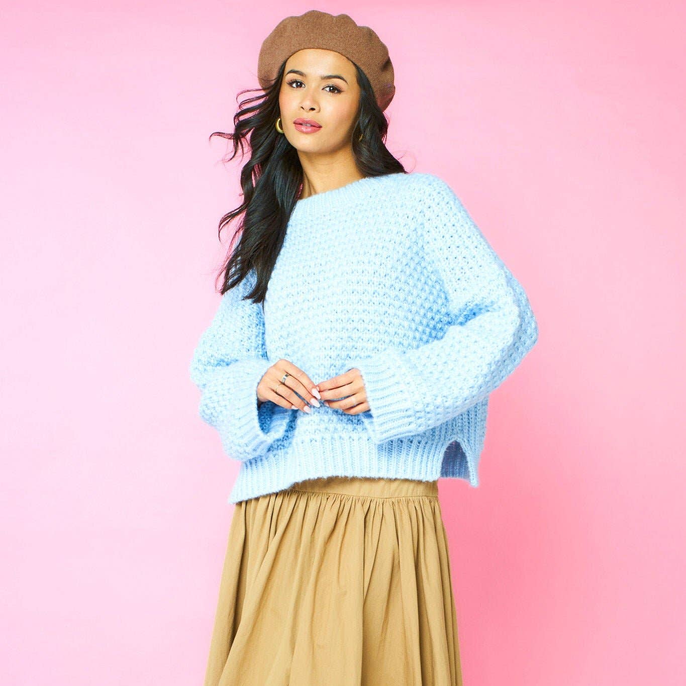Darwin Oversized Chunky Knit Jumper Blue for wholesale on Faire4