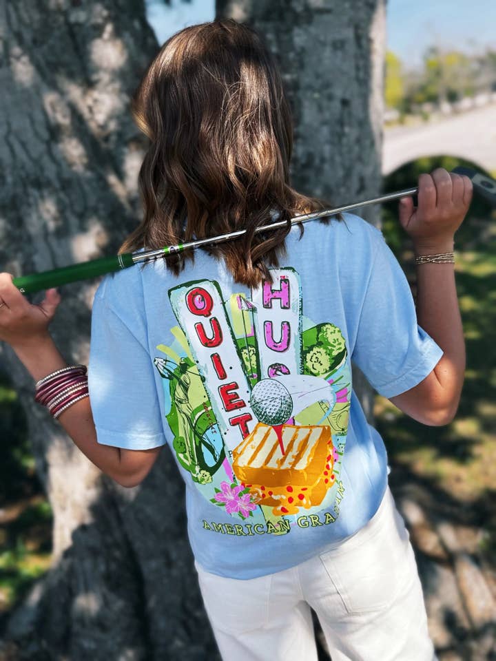 Hush Y'all Golf Tournament Artisan Graphic Tee for wholesale by American Graham Apparel