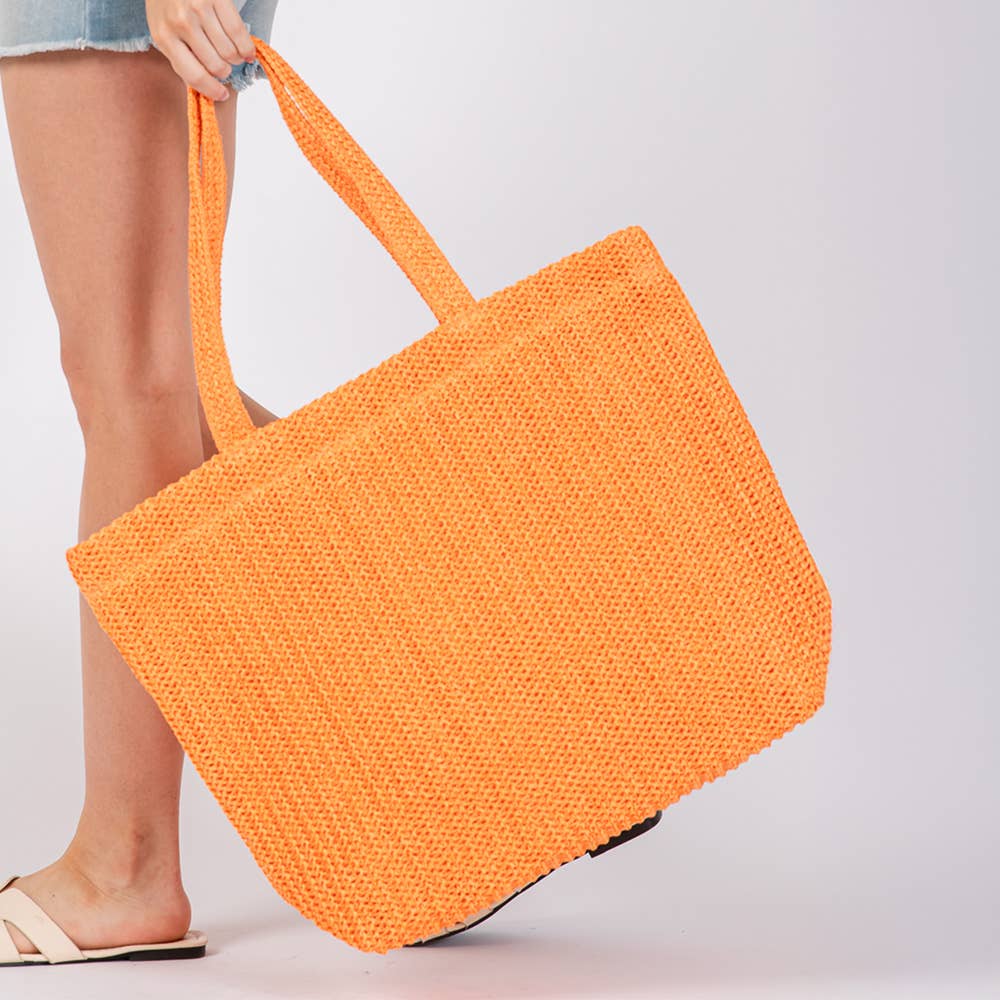 Sensibling Corp. - Wholesale Beach Bag - Solid Crochet Straw Tote Bag / Beach Bag
10