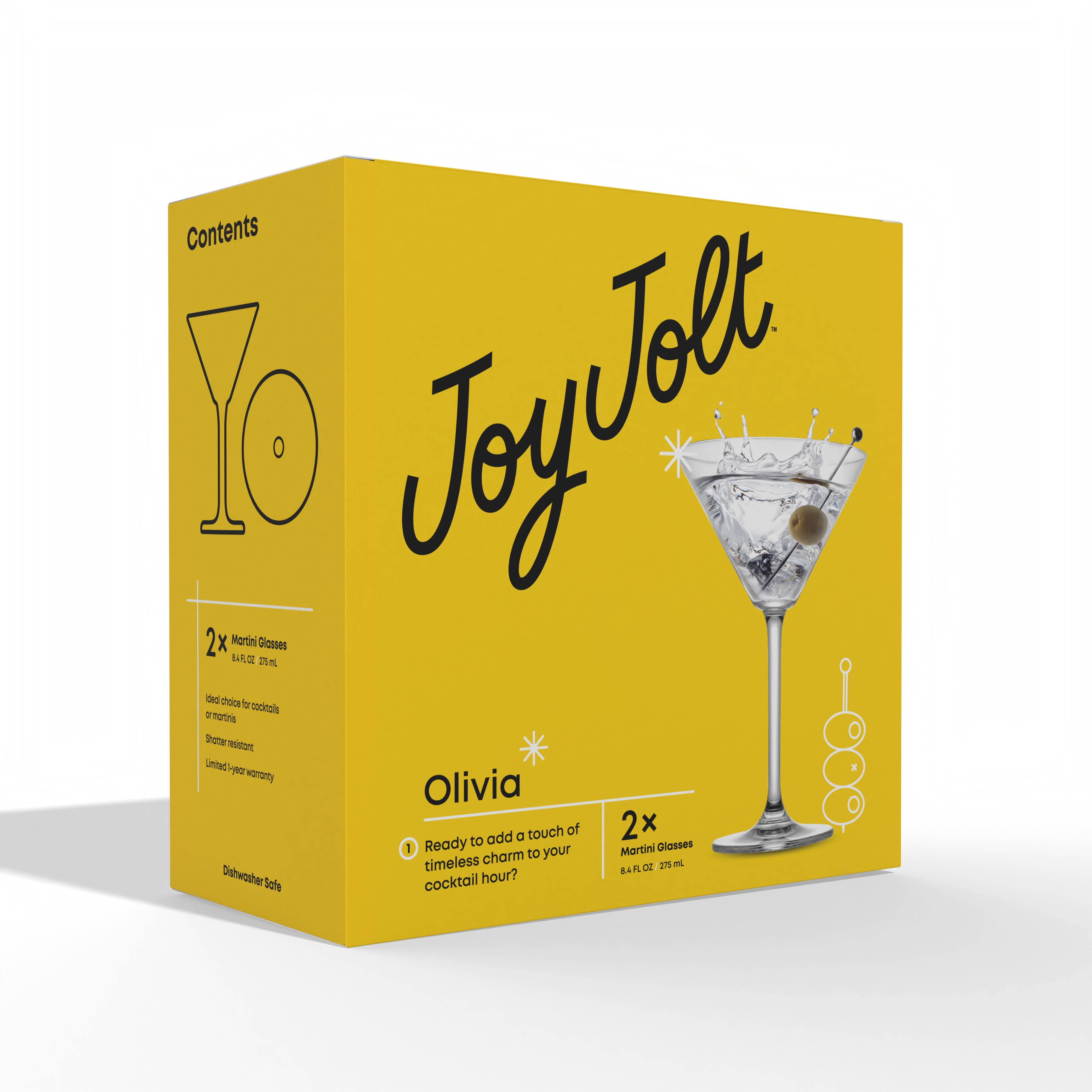 JoyJolt - Wholesale Cocktail/Liquor Glass - Olivia Stemmed Crystal Martini Glasses-Set of 2 or Set of 47