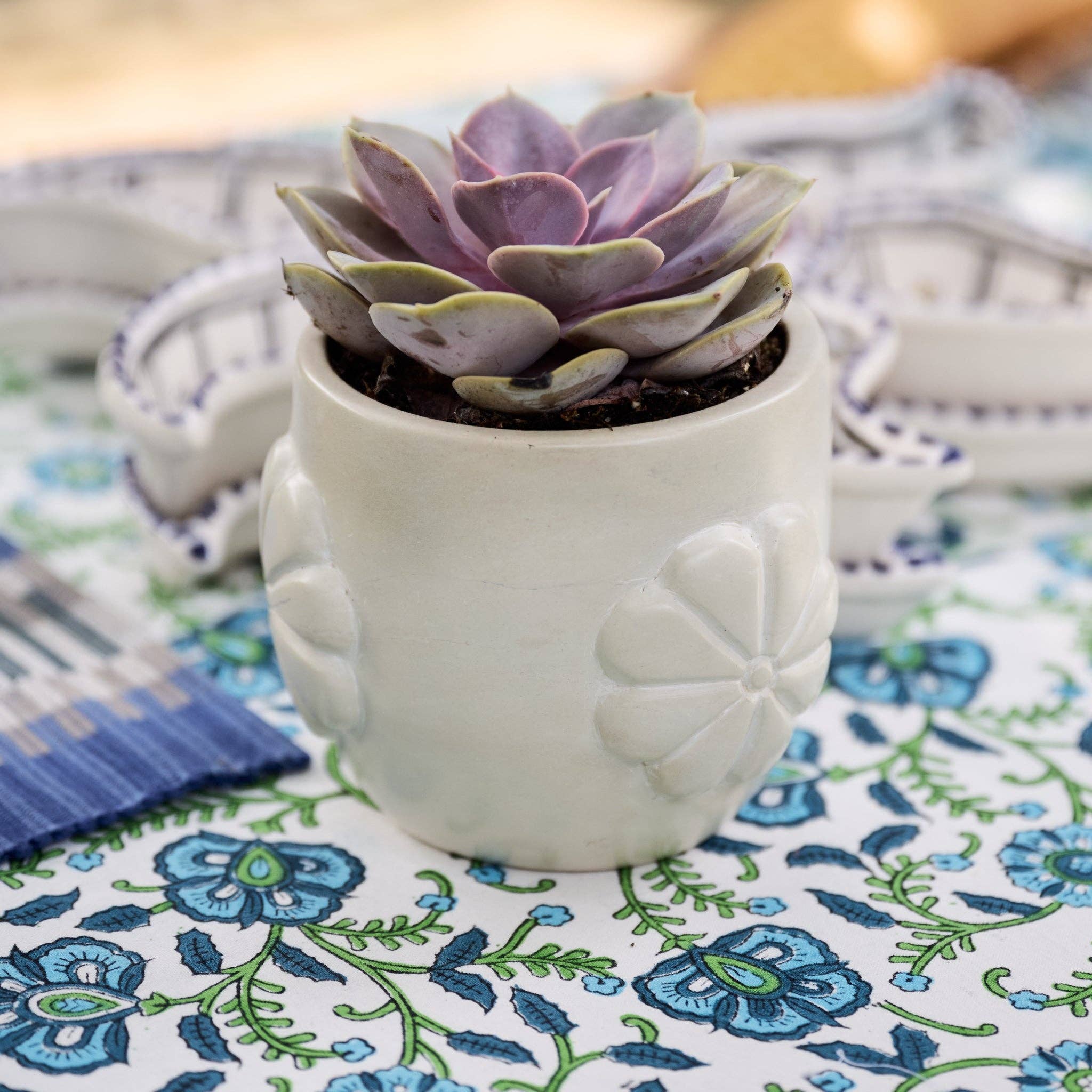 Ten Thousand Villages - Wholesale Plant Pot - Mea Floral Soapstone Planter1