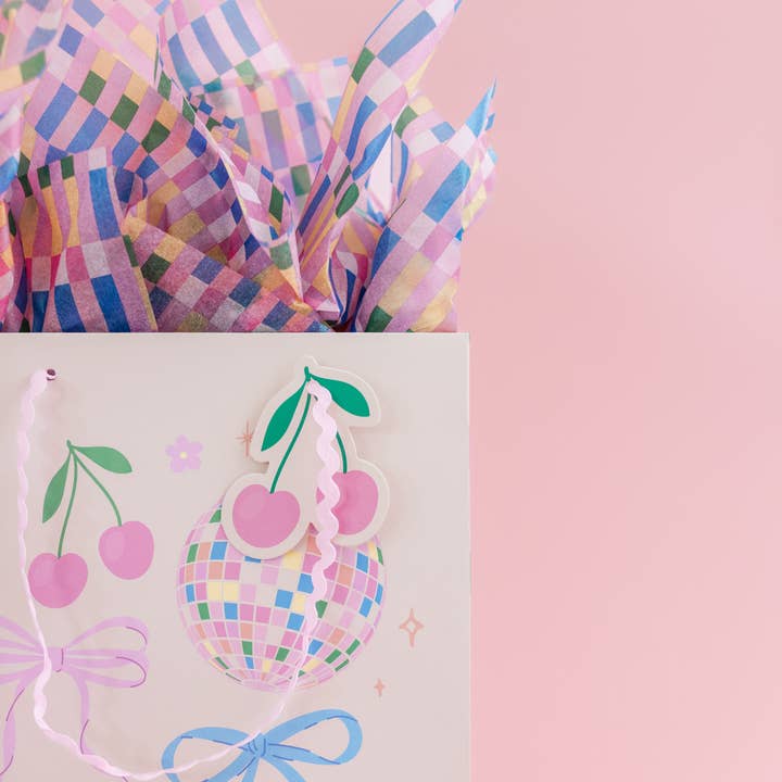 Rock Paper Scissors - Wholesale Gift bag - Disco Ball + Cherry Bows Gift Bag with Tag2