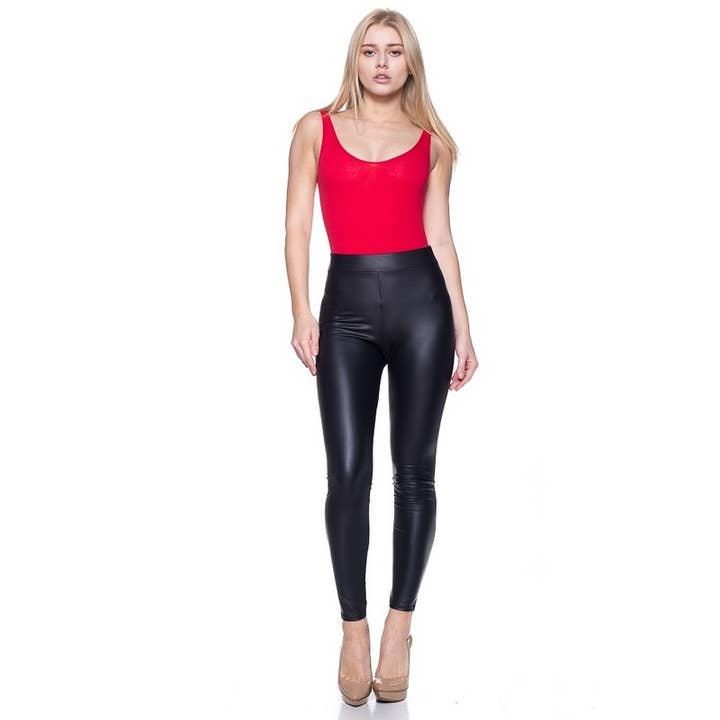 Matte leather full length Leggings for wholesale by Black Pearl Clothing