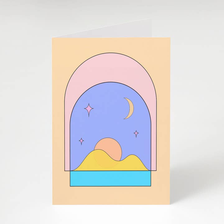 Yellow Mountains A6 Greeting Card for wholesale by Kelsey Flones Design