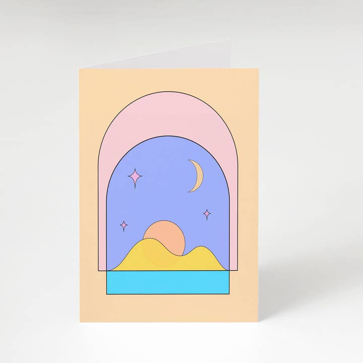 Yellow Mountains A6 Greeting Card for wholesale by Kelsey Flones Design