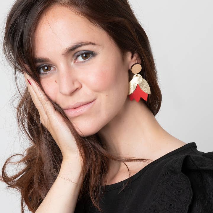 Earrings Mandala Red for wholesale by Ni une ni deux