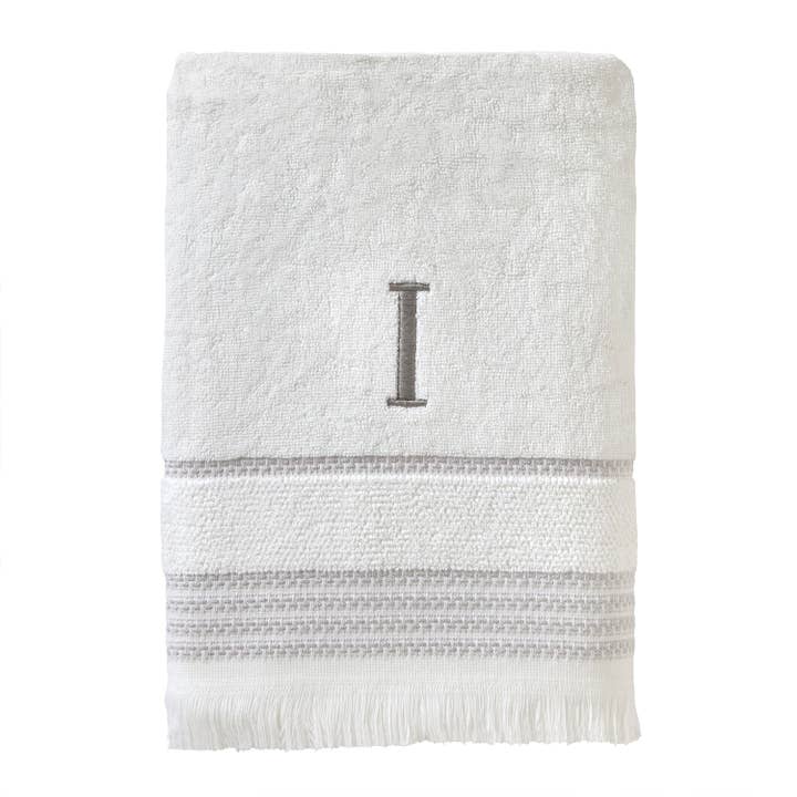 Toalha de banho Casual Monogram “I” Algodão, Branco por atacado de SKL HOME