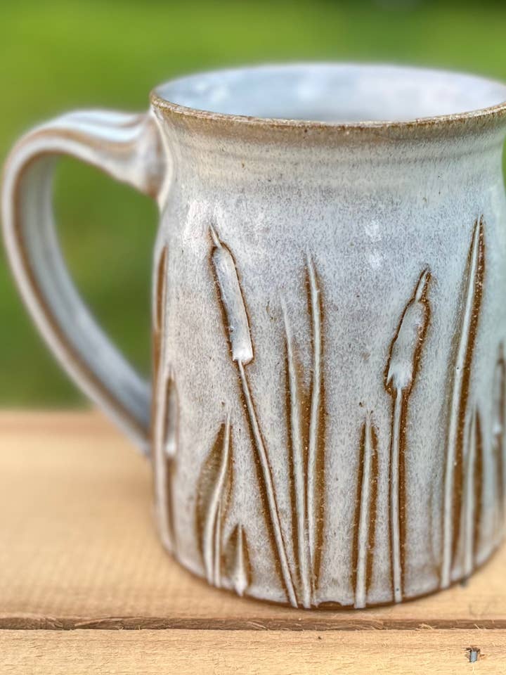 Cattail Mug - tapered for wholesale by Uphill Pottery