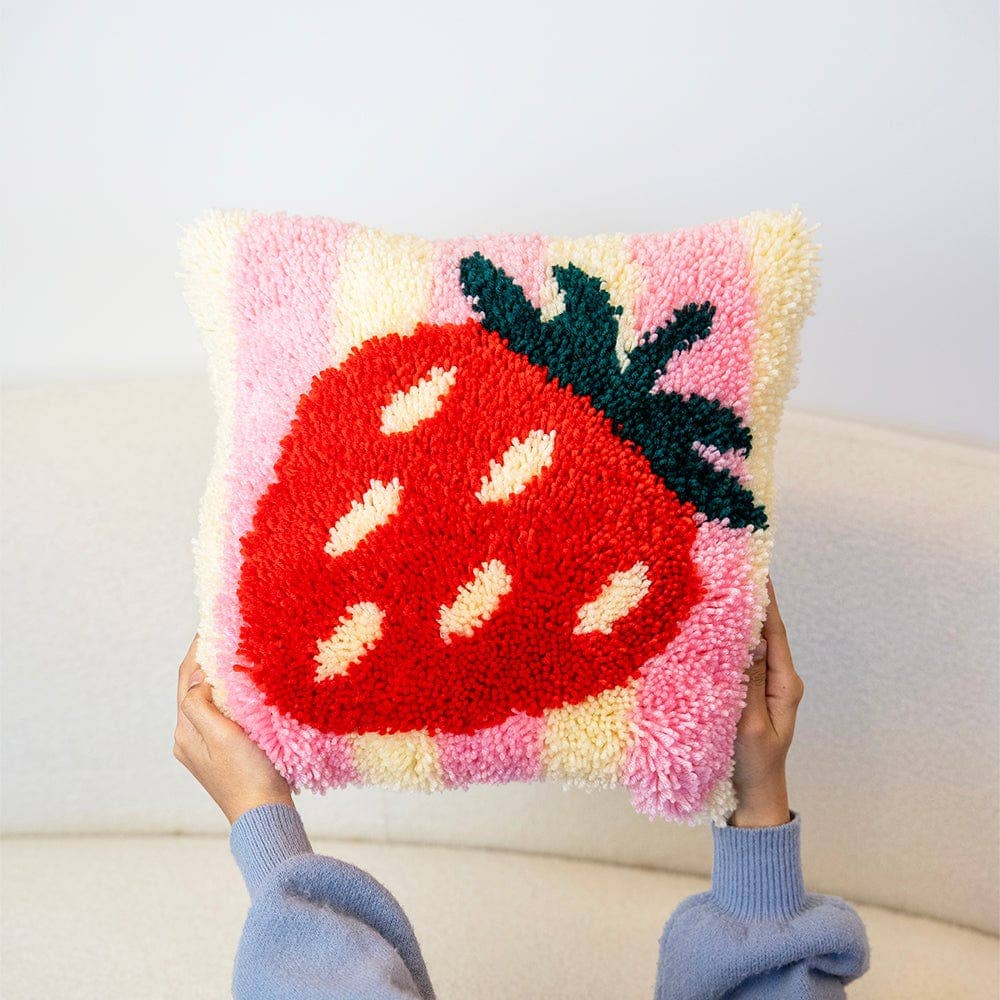 Craft Club - Wholesale DIY Craft Kit - STRAWBERRY RIPE STRIPES - Latch Hook Cushion Kit4