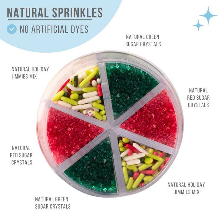 Sweets Indeed - Wholesale Sprinkles - Natural Holiday Sprinkle Jar - 6 Cell1