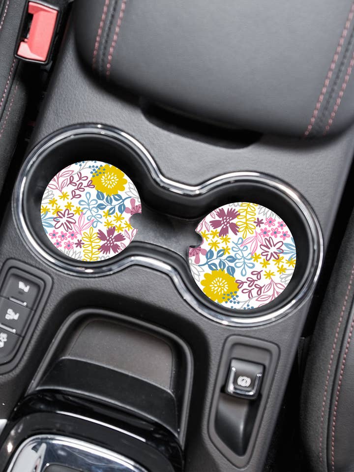 Dessous de verre pour voiture à thème floral, lot de 2, esthétique mignonne pour la vente par TheLoverCoShop