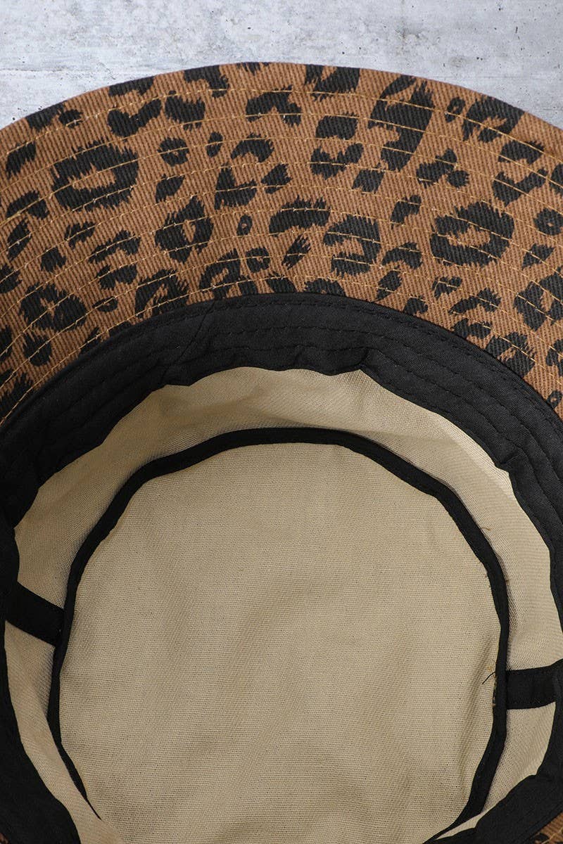 LUIPAARDBRUIN Luipaard patroon katoenen safari Fisherman bucket Hat voor groothandel op Faire5