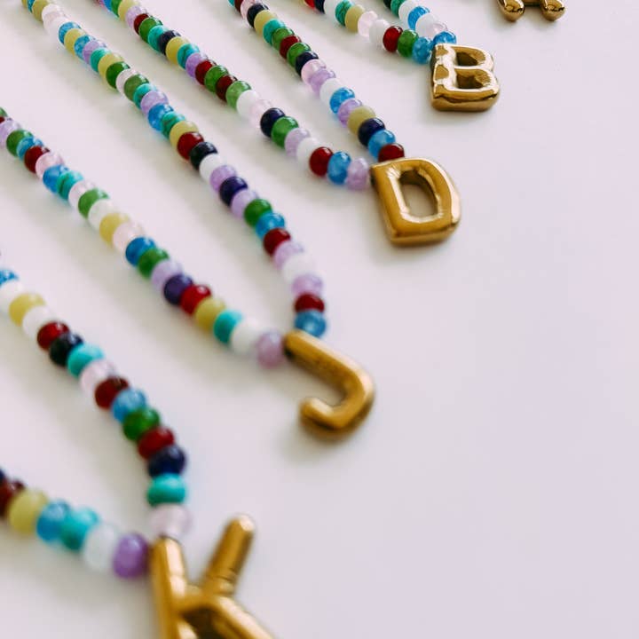 ETTA & EAST - Wholesale Pendant/Charm Necklace - beaded initial necklace