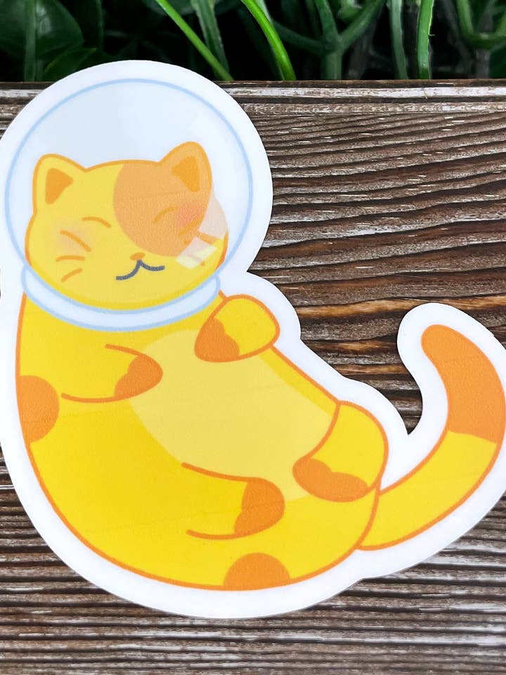 Astronaut Cat Space Kitty, Die Cut Vinyl Sticker, Can Make Custom, Boho Fun, Water Resistant for wholesale by Handmade by Marlayna