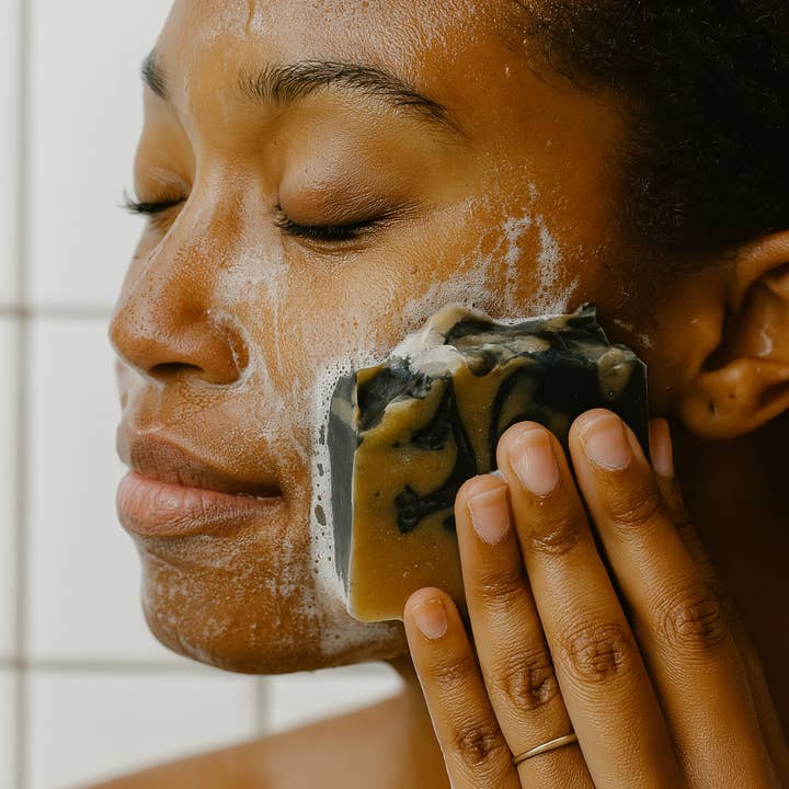 Detox Blend: Turmeric, Moringa & Charcoal Sea Moss Soap Bar for wholesale by Sea Healing Moss