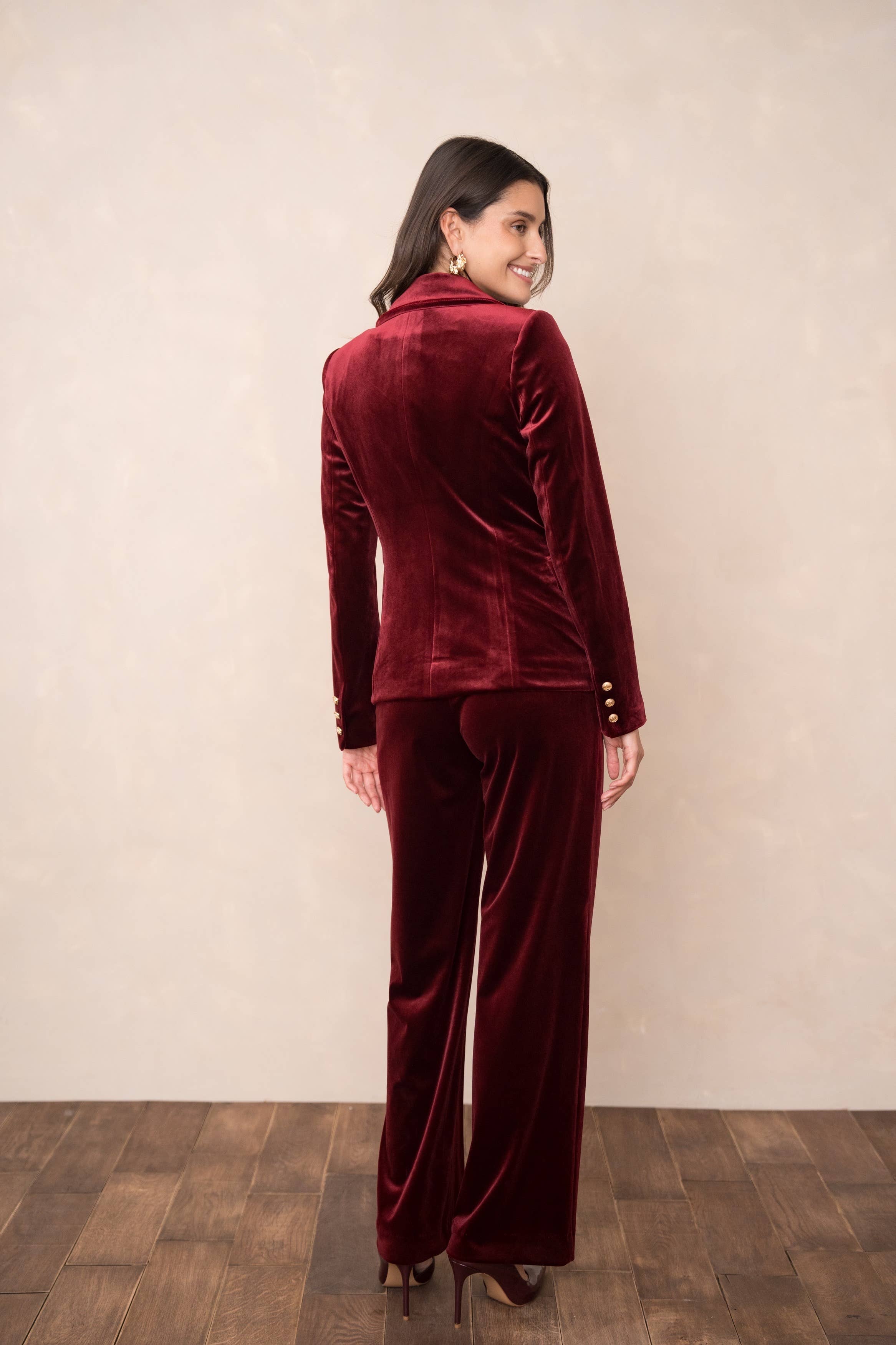 CHOKLATE PARIS - Wholesale Blazer - Dames - Dubbele rij velvet blazer met gouden knopen - V1721N13