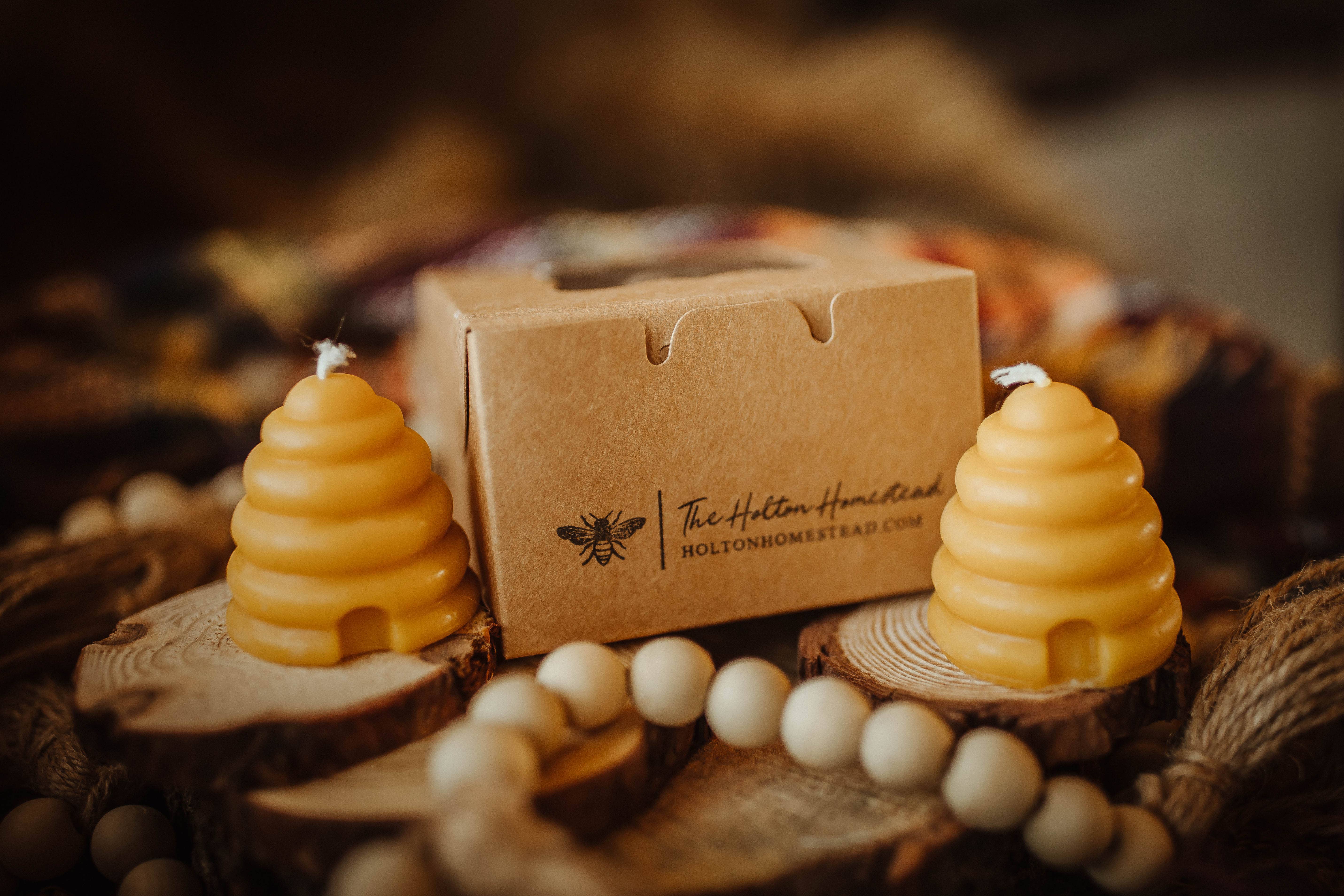 The Holton Homestead - Wholesale Novelty Candle - Beeswax Beehive Votive1