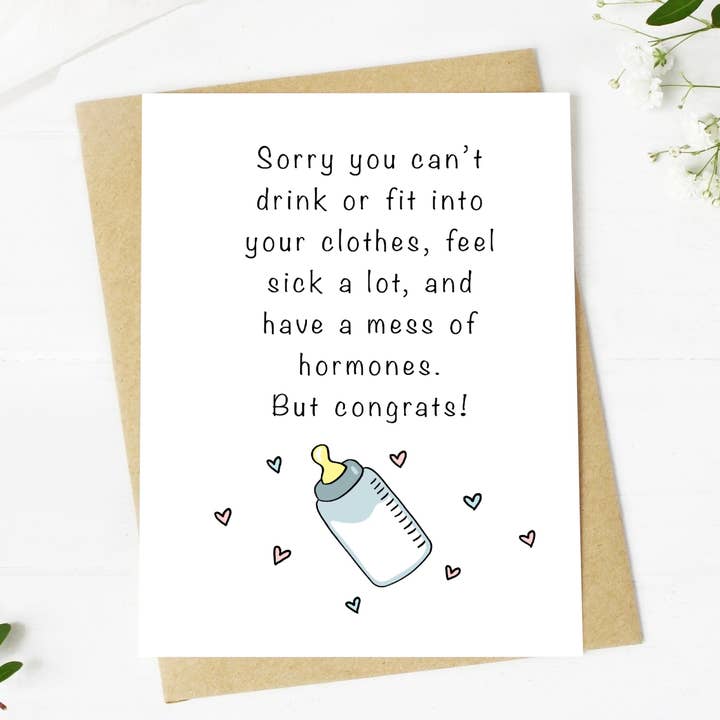Big Moods - Wholesale Baby Card - "Sorry You Can't Drink Or Fit Into Your Clothes" Baby Card3