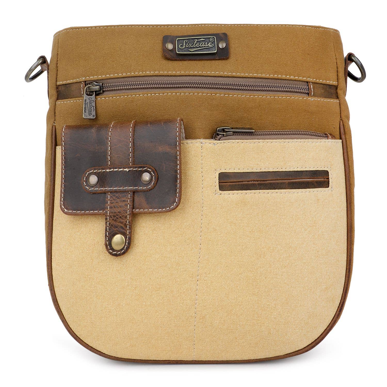 Sixtease Bags USA - Venta al por mayor Bandolera - Mujer - Bandolera de lona y cuero para mujer, color bronceado/león3