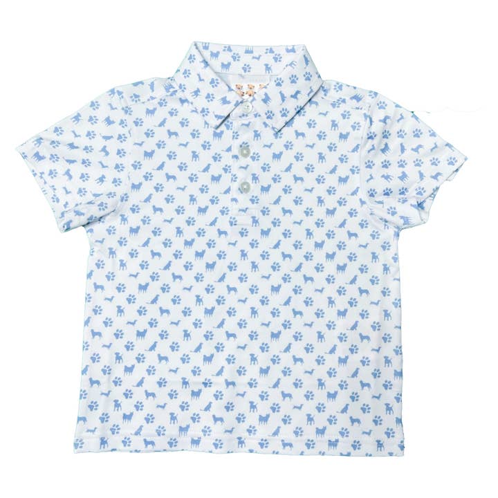 Puppy Printed Collared Golf Shirt for wholesale by Three Little Bears