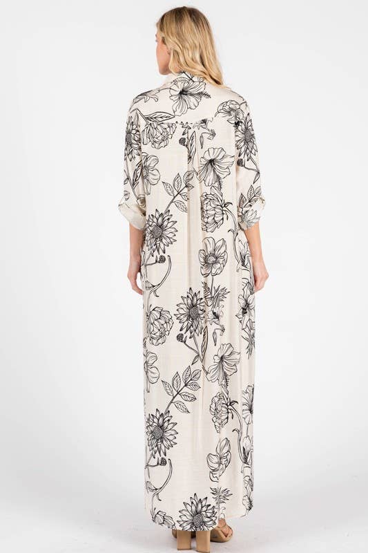 Pink Irene Wholesale - Wholesale Dress - Women's - Women Woven Floral Print Button-Down Maxi Dress17