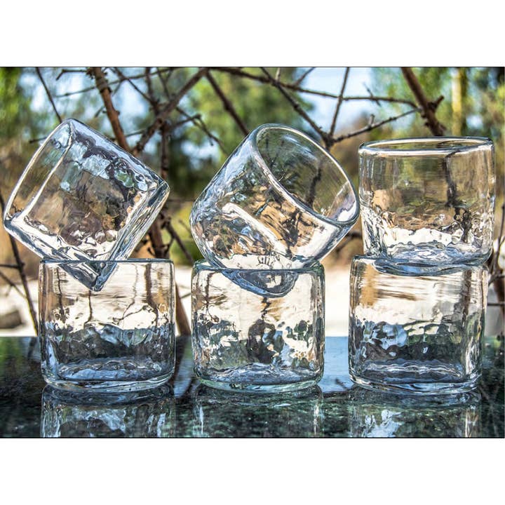 Sprout Enterprise - Wholesale Drinking Glass/Cup - Xaquixe Handblown Glass - Small - Set of 6 in Assorted Colors or Clear
