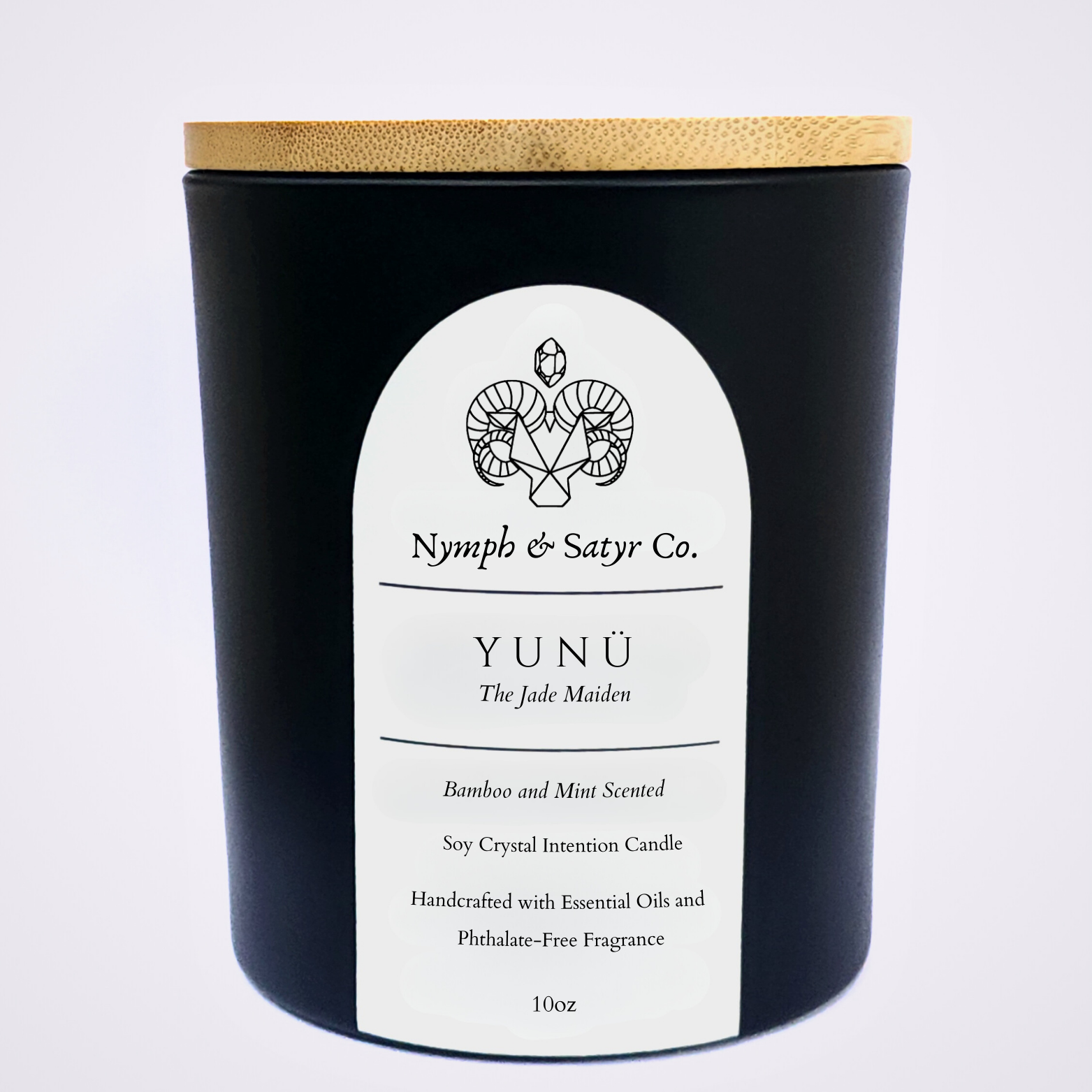 Nymph & Satyr Co. - Wholesale Jar/Filled Candle - Yunü • 10oz Soy Crystal Candle (Black Glass)2