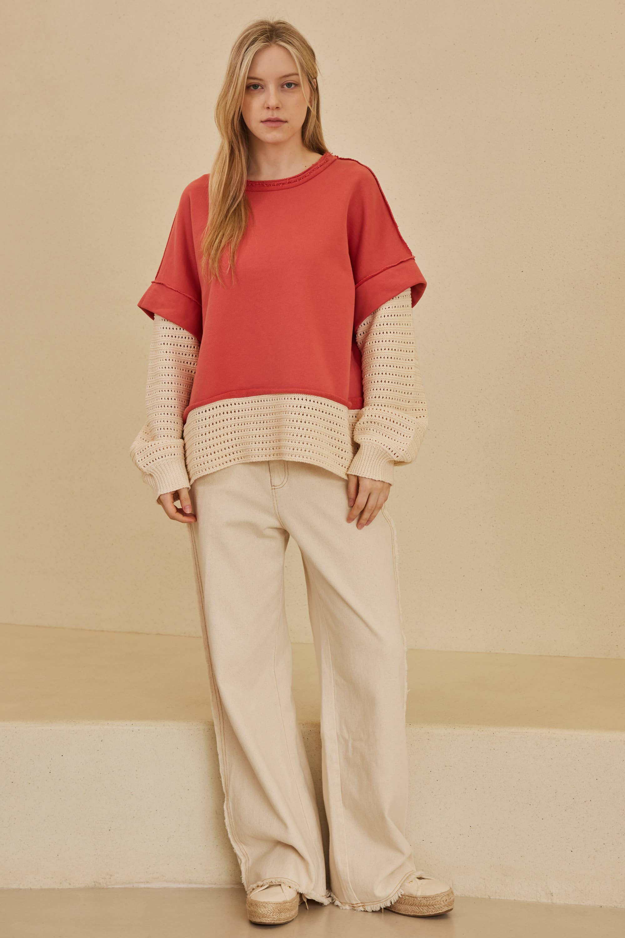 Mello. - Wholesale Knit Sweater - Women's - Washed Layered Knit Sweater3