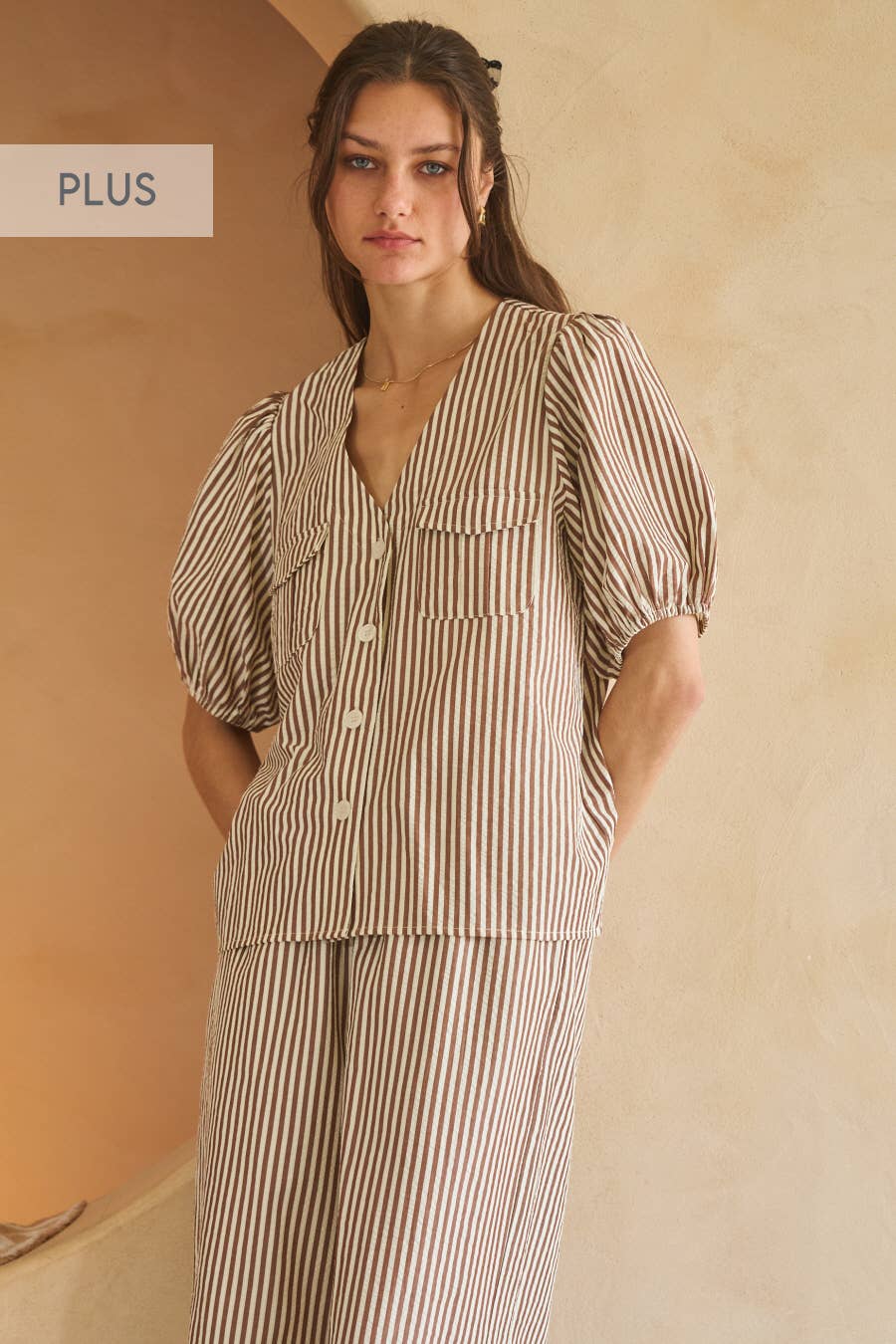 Oddi - Vente Ensemble haut et pantalon (PAS d'intérieur) - Femme - Ensemble haut rayé plus avec pantalon large assorti3