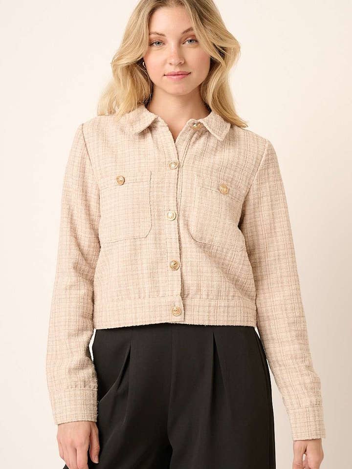 mittoshop - Wholesale Jacket - Women's - TWEED COLLARED CROP JACKET11