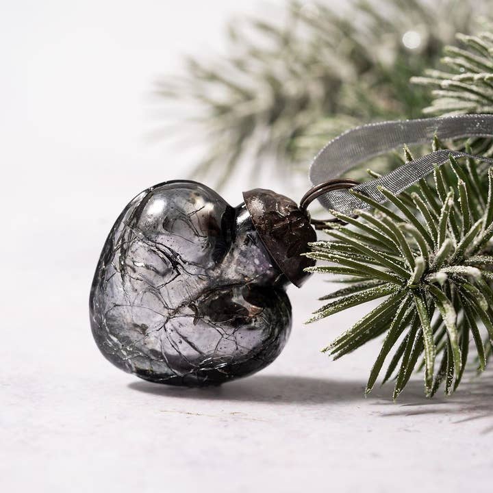 Lot de 6 coeurs en verre ardoise 1" Noël/Saint-Valentin pour la vente par Bollywood Christmas