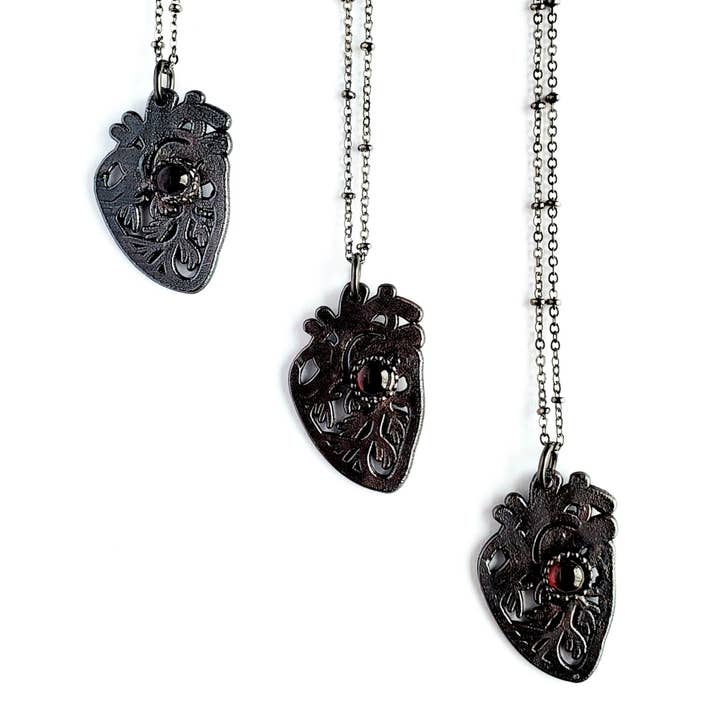 Garnet Sacred Heart Necklace for wholesale by MergingMetals