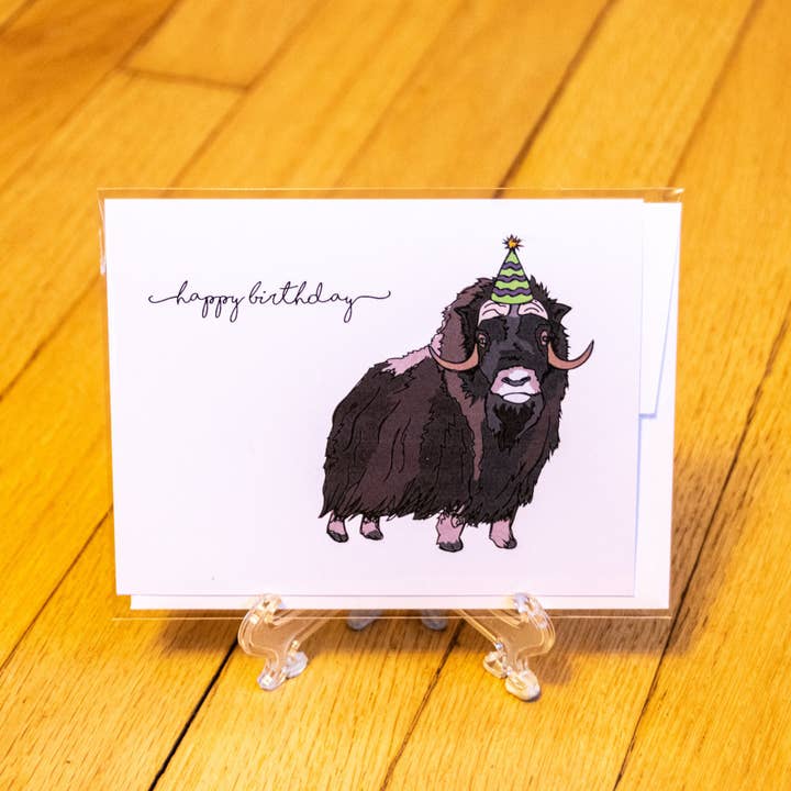 Carte d'anniversaire Funky Animal : Musk Ox pour la vente par abigail hausman design & illustration