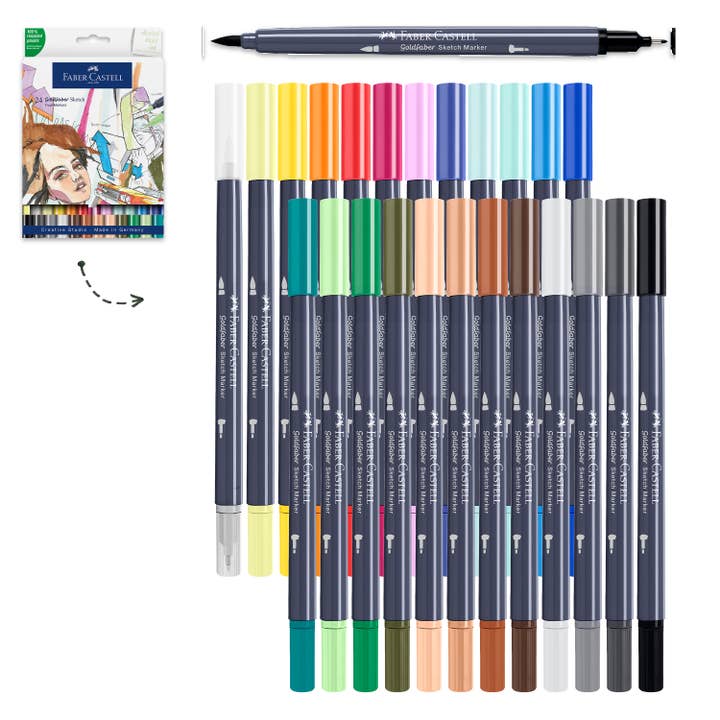 Marqueurs à croquis Goldfaber, portefeuille de 24 couleurs vives pour la vente par Faber-Castell / Creativity for Kids