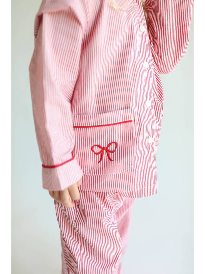 Petite Moss - Wholesale Sleepwear Set - Kids - Joyeux Noël Pajama Set wtih Bow7