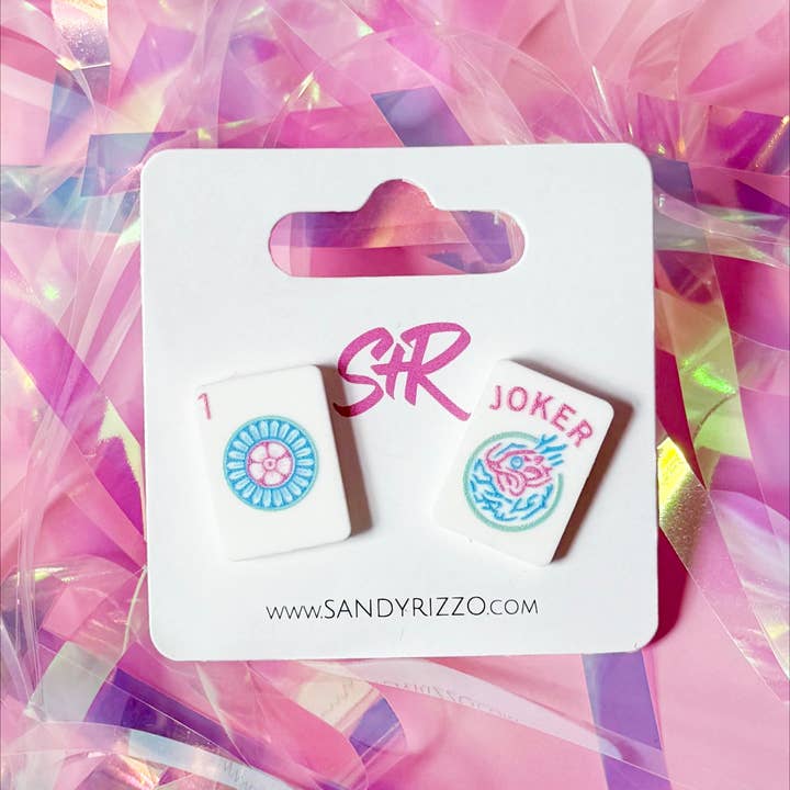 Sandy + Rizzo - Wholesale Stud/Post Earrings - Mahjong Joker Stud4
