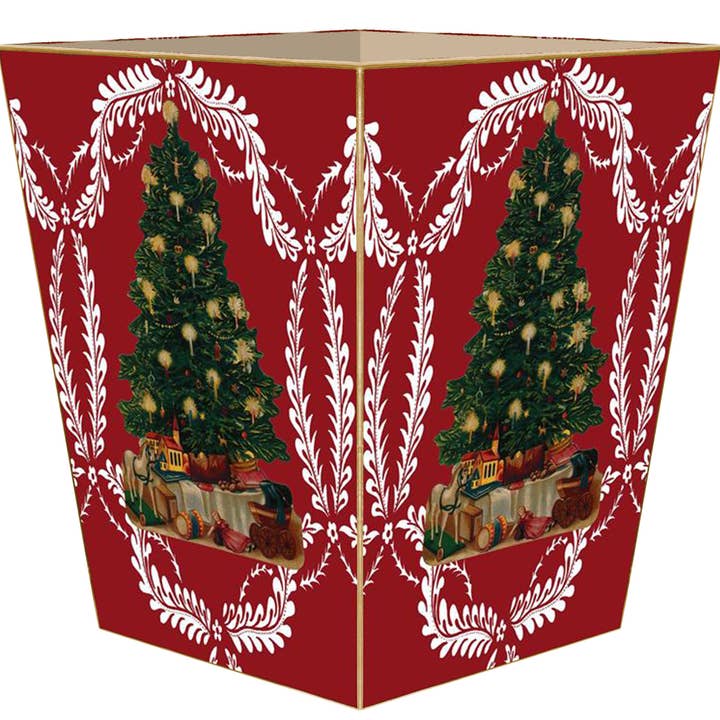 Marye-Kelley - Vendita all'ingrosso Cestino/bidone della spazzatura - WB406-Albero di Natale su rosso provenzale1