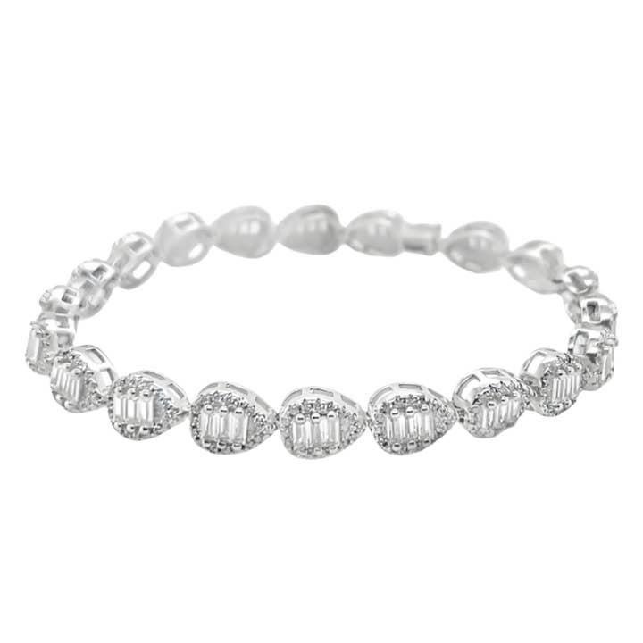 925 Sterling Silver Teardrop Baguette CZ Bracelet for wholesale by Atlanta Jewelers Supply
