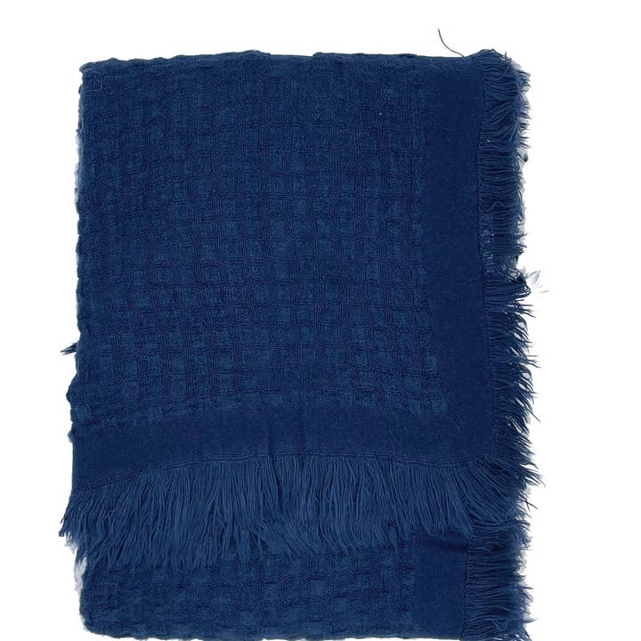 Fennco Styles - Wholesale Throw Blanket - Waffle Weave Solid 50"X60" Throw Blanket with Fringe11