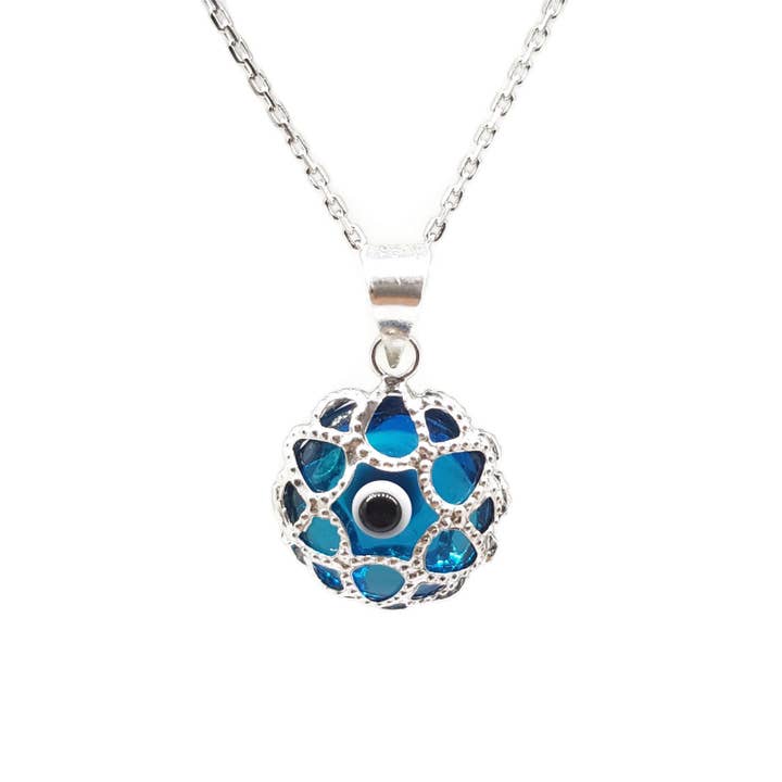 MYSTIC JEWELS - Wholesale Pendant/Charm Necklace - Evil Eye Glass and 925 Sterling Silver Necklace - Turkish