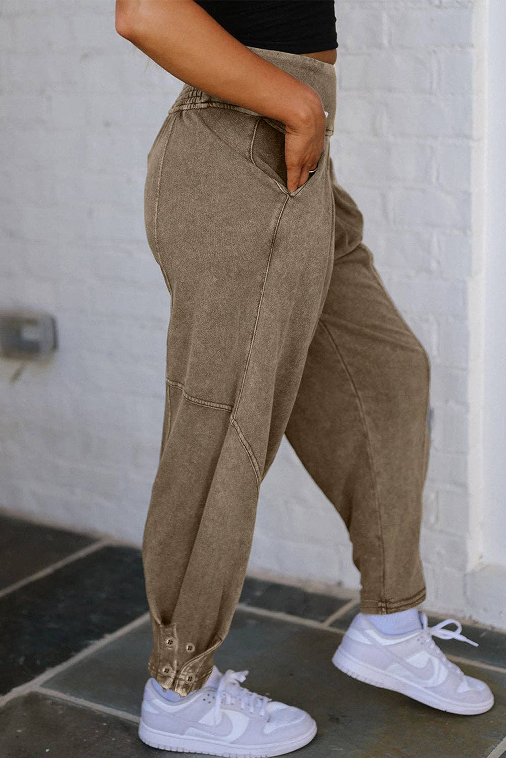 Suhkasana - Wholesale Lounge Sweatpants/Joggers - Women's - Mineral Wash High Waist Relaxed Fit Jogger Pants2