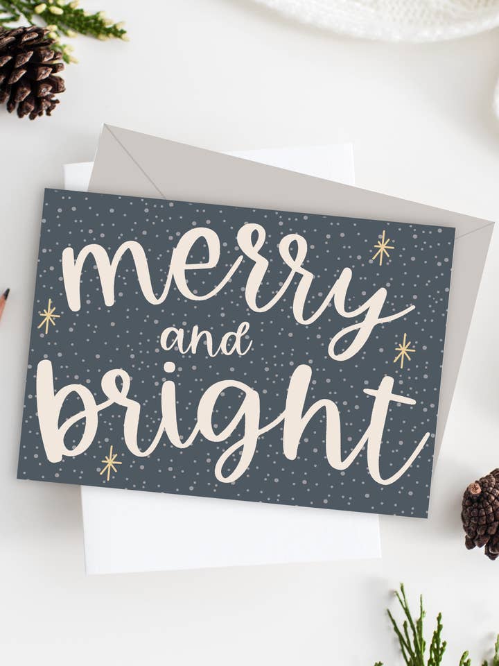 Christmas Merry & Bright Card for wholesale by Três Paper Co
