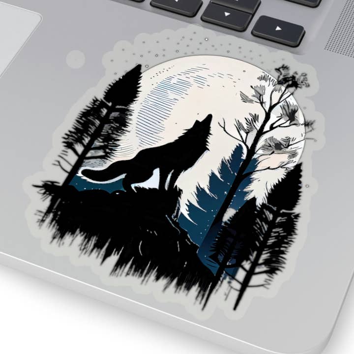 Waterproof Vinyl Sticker - Mystic Howling Wolf Sticker for wholesale by Smartstead Homestead