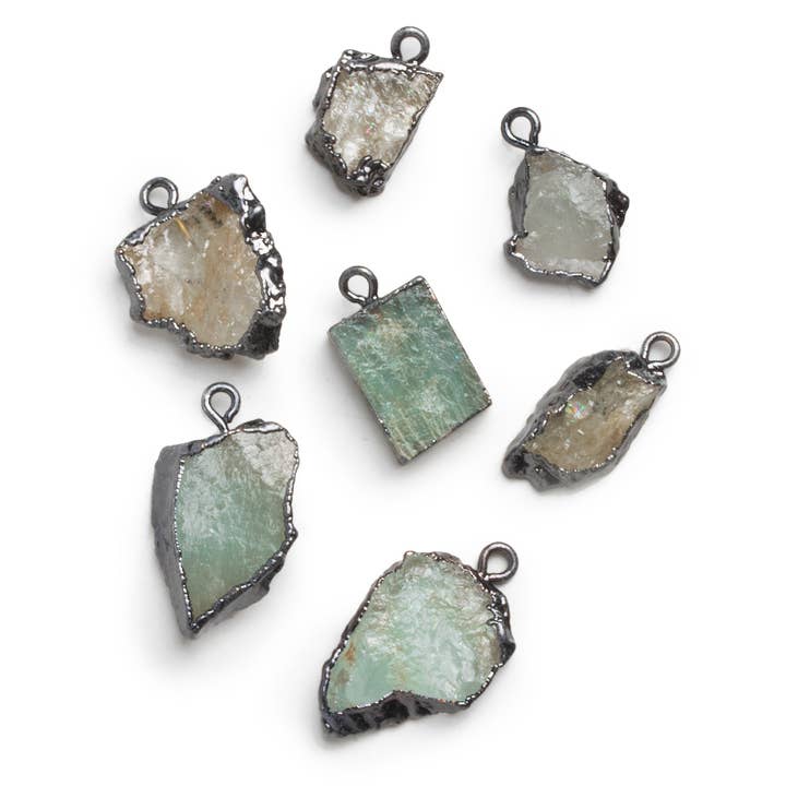 19x10mm Black Gold Leafed Aquamarine Natural Crystal Pendant for wholesale by The Bead Traders