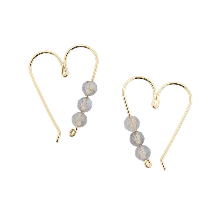 Open Heart Earrings Labradorite for wholesale by Soul Stonz