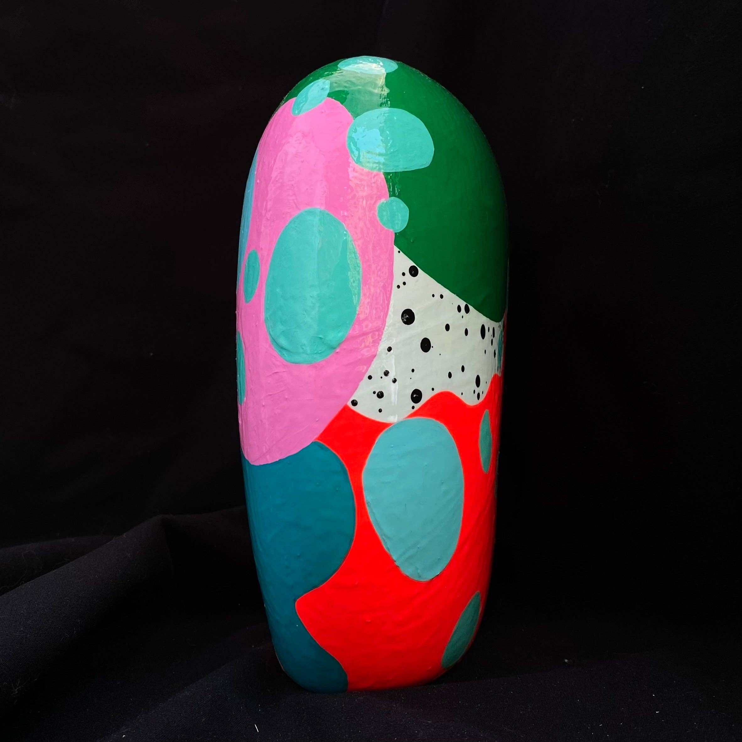 Artifacts of Joy - Wholesale Vase - Modern Artifact Face Vase/Planter Blue Bubbles Series1