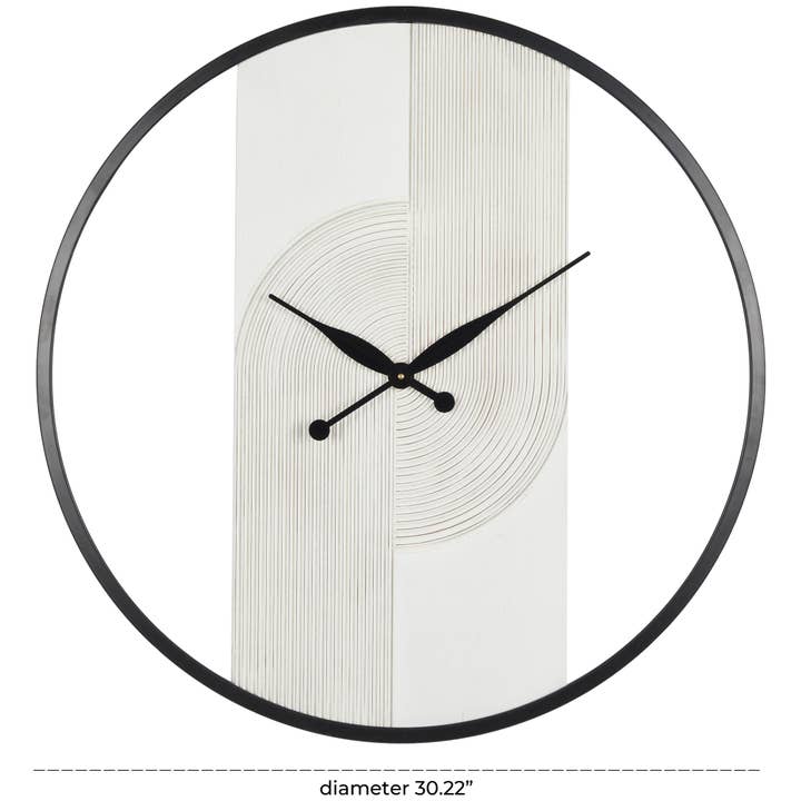 A-10005: WOOD METAL ROUND CLOCK 30"D for wholesale by Import Corner