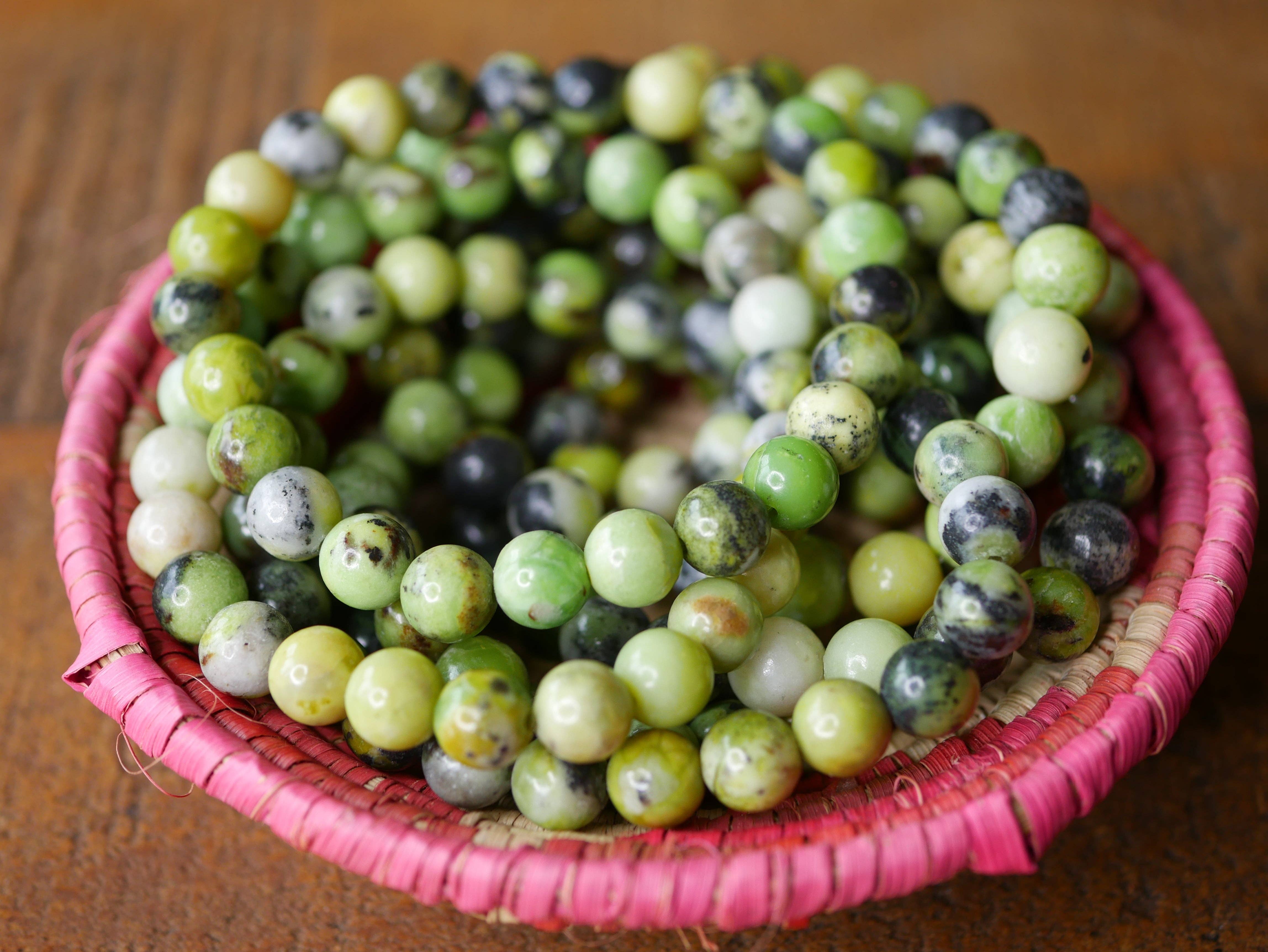 Superior Stones & Gifts INTL LLP – Engroshandel Perlearmbånd – Gemstone Stretch Armbånd Grøn Serpentin naturlig1